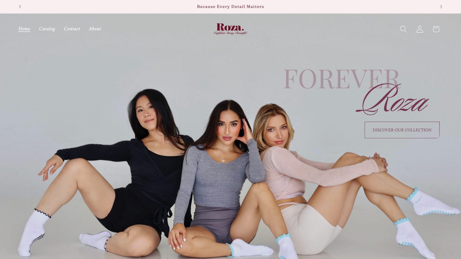 The Roza Grip Socks website